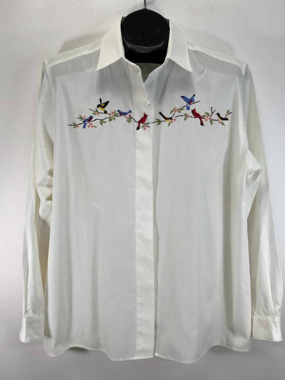 Vintage Orvis Embroidered Button Up Shirt Women's Plus Size 18 Long Sleeve Birds